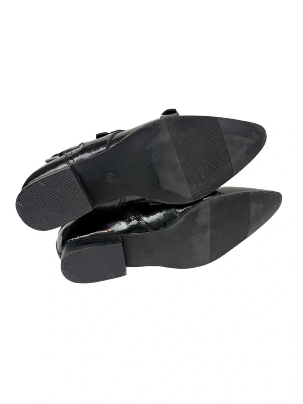 Coconuts by Matisse Amsterdam Black Patent Buckle Pointed Toe Ankle Boots Sz 8.5